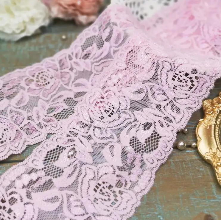 3 ярда розовая абрикосовая цвет слоновой кости морской эластичная кружевная