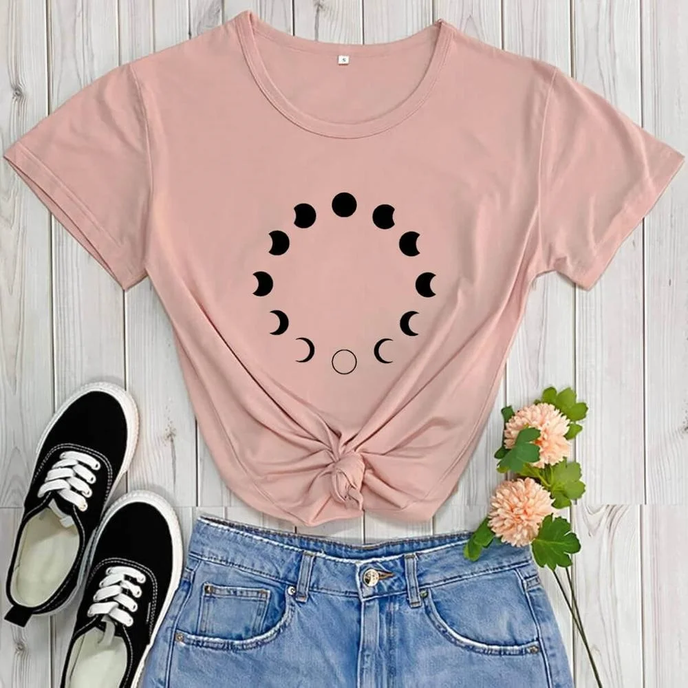 Футболка с рисунком Луны фазы Новое поступление забавная футболка Новая Луна