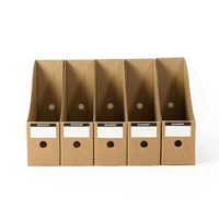 5pcs kraft paper cardboard magazine file holders documents box organizer rack with labels