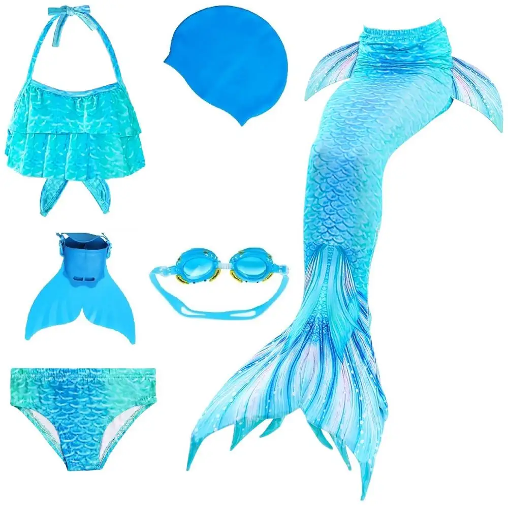 Blue 97 set 2 Хвост русалки для девочек, купальный костюм, детский Zeemeerminstaart Cola De Sirena Cauda De Sereia косплей, Костюм Русалки - Цвет: Blue 97 set 2