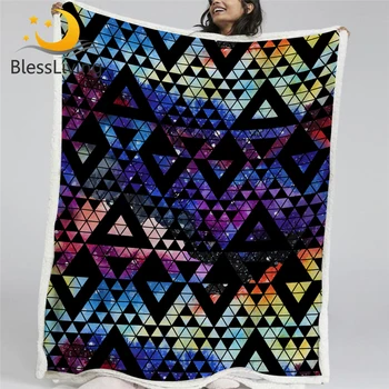 BlessLiving Colorful Throw Blanket Geometric Custom Blanket Watercolor Galaxy Home Textiles Waves Camouflage Plush Blanket Koce 1