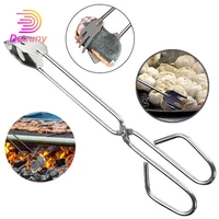 deouny 31cm bbq stainless steel clip convenient scissors type grilled food charcoal portable tongs outdoor barbecue accessories