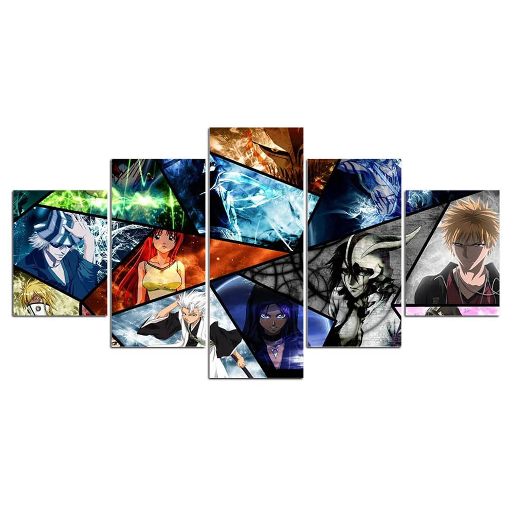 

Canvas Print Home Decor 5 Panels Japan Anime Bleach Poster Wall Art Cartoon Painting Modern Living Room Modular Pictures Frame