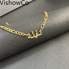 Ожерелье с именем VishowCo на заказ, цепочка из нержавеющей стали Фигаро, персонализированное арабское ожерелье с подвеской, золотой чокер для женщин, подарок