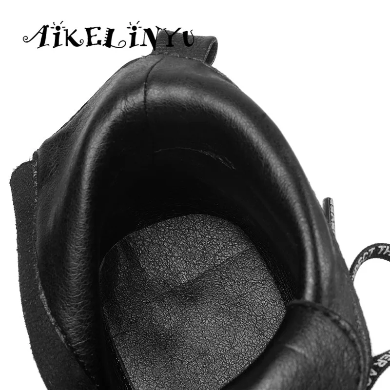 Aikelinyu/зимние ботинки женские ботильоны с круглым носком модные короткие на