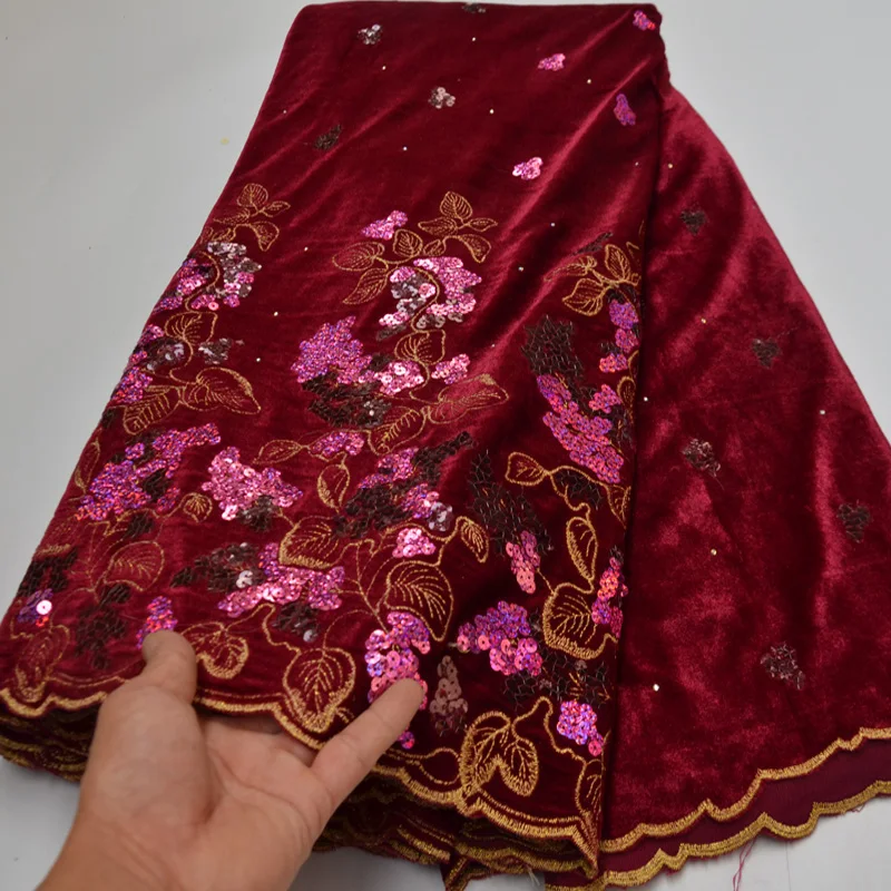 (5 ярдов/шт.) Мягкая африканская Бархатная сетчатая кружевная ткань с блестящими