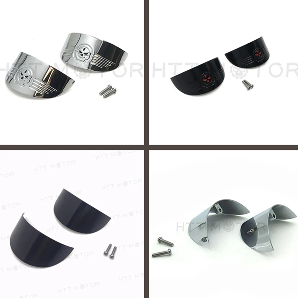 

Aftermarket Free Shipping Motorcycle Part Skull Rear Turn Signal Visors For Harley 86-90 FLST/94-17 FLHR/86-09 FLHT Black CHROME