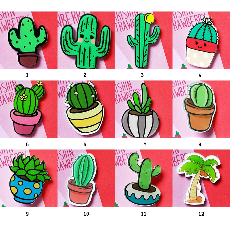 Рождественский мультяшный маленький кактус растение кокосовое дерево акриловая