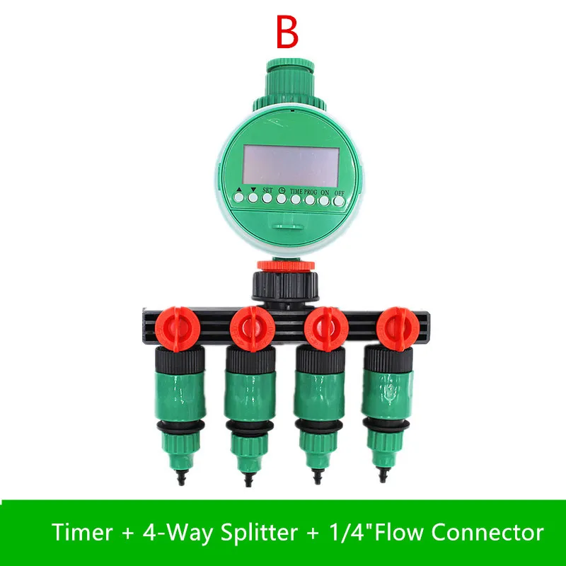 4 ходовой разветвитель для шланга с таймером на батарейках распределитель воды