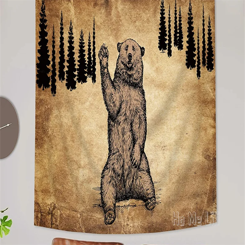 

Rustic Bear By Ho Me Lili Tapestry Cool Animal Brown Vintage Wildlife Cabin Nature Country Lodge Hanging Bedroom Dorm Decor