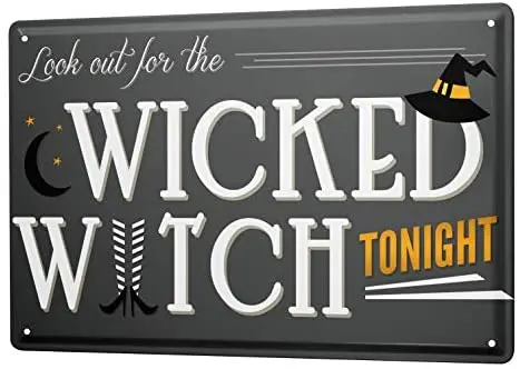 

Жестяной знак Декор таблички Ретро Плохая Ведьма Хэллоуин