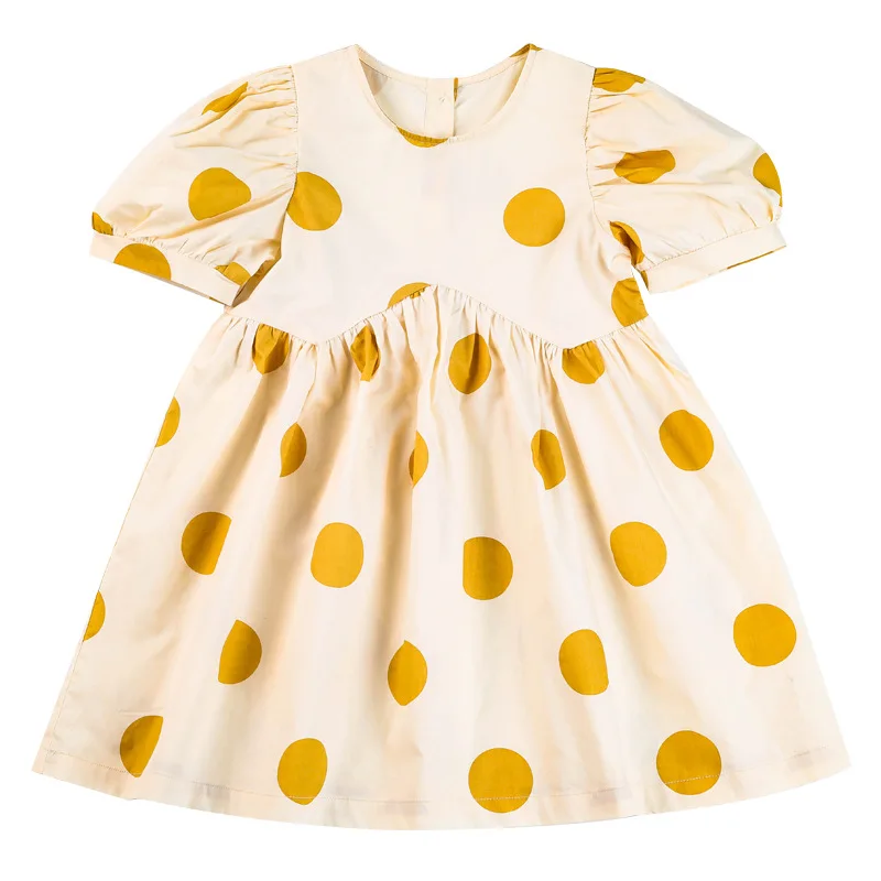 

Korean style summer 2021 fashion dot Mom and daughter dress short sleeve high waist casual loose matching Family dresses