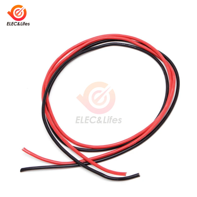 Гибкая силиконовая проволока 14 AWG 1 комплект 2 м для RC черная + красная |