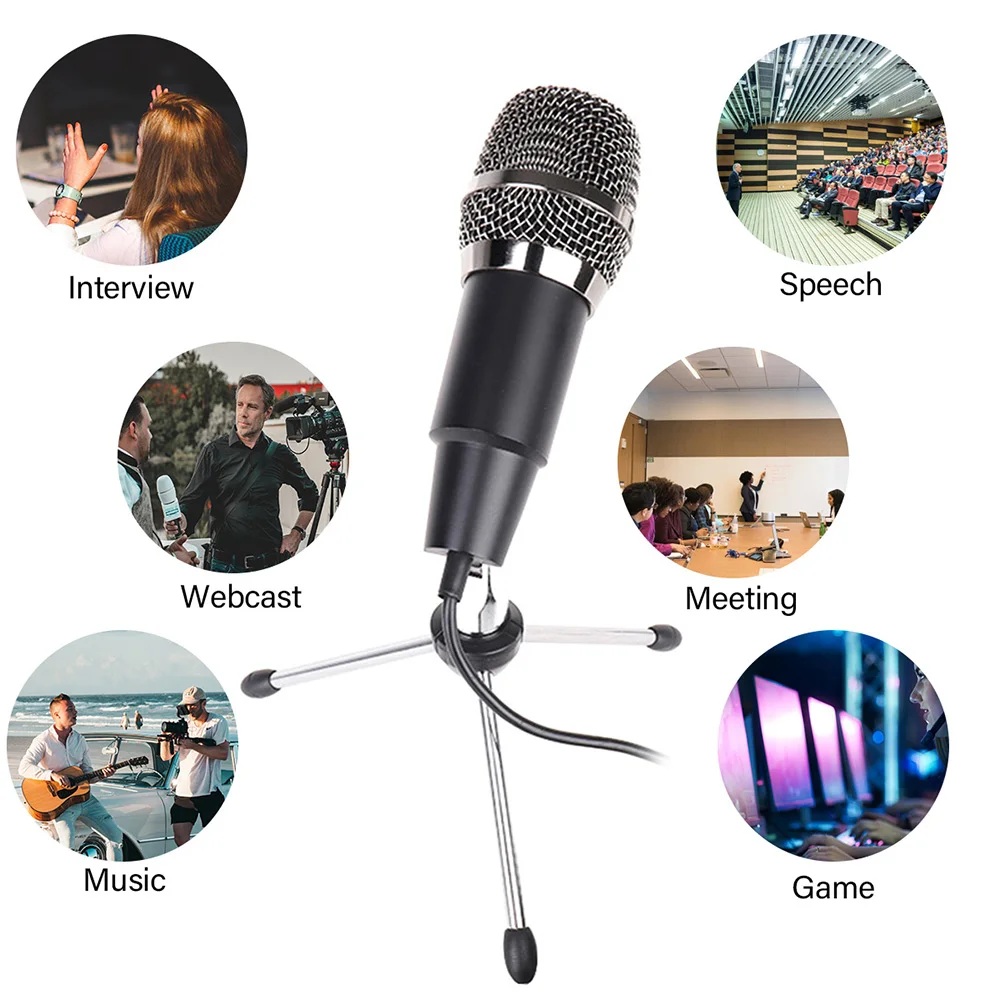 Стерео Студийный микрофон USB записывающие микрофоны для телефона ноутбука