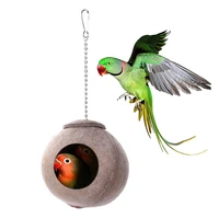 hot sales natural coconut shell bird nest house hut cage for pet parrot budgies parakeet