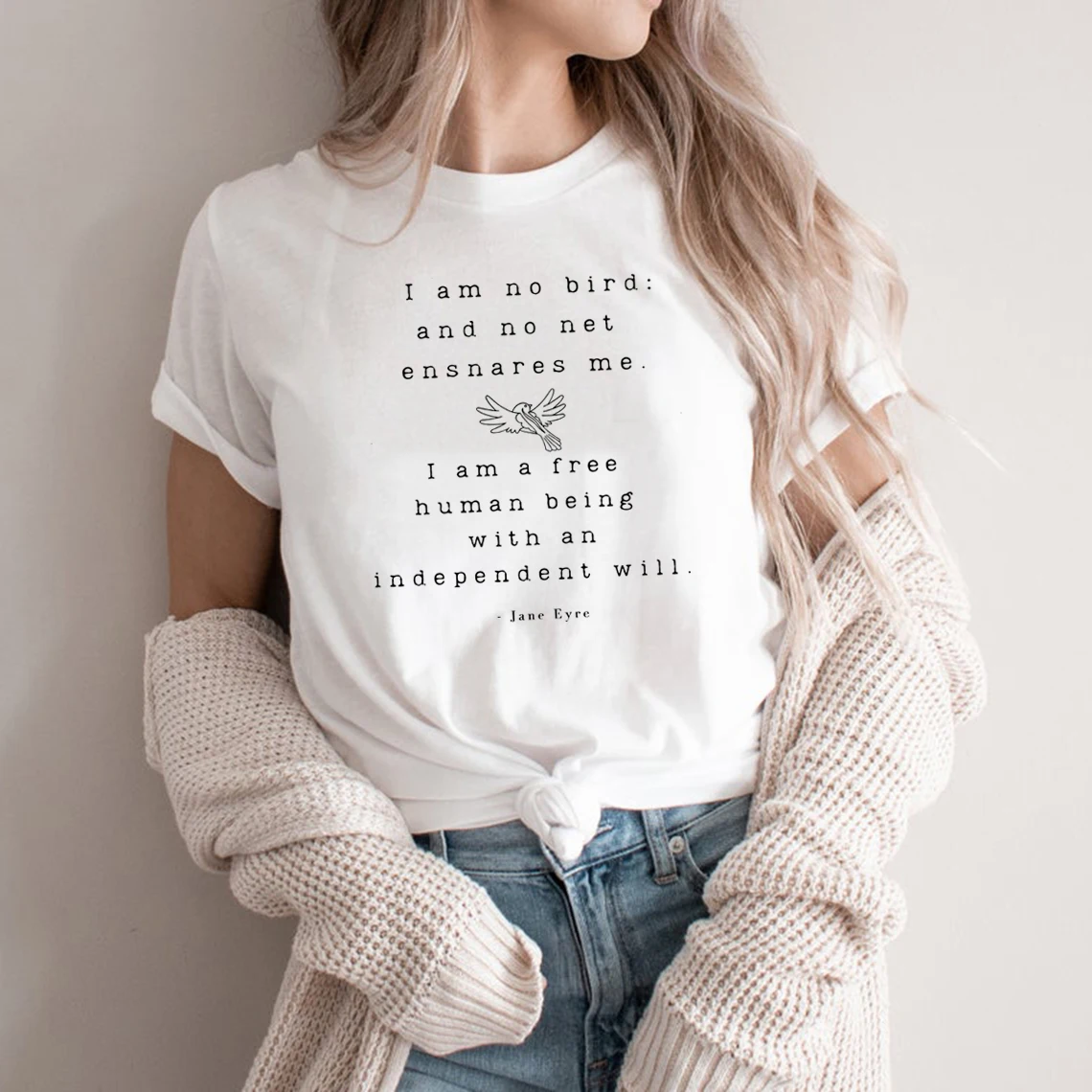Jane Eyre T-shirt Literary Quote Book Lover Shirt Feminist Tshirt Graphic T Shirts Short Sleeve Woman Tshirts Streetwear Top Tee