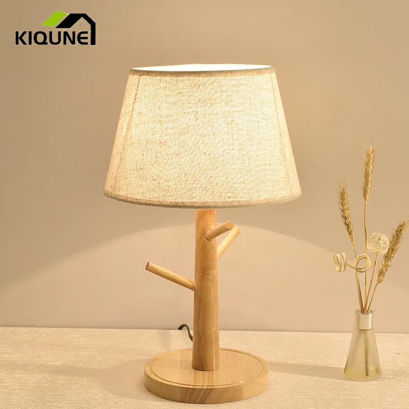 

Nordic Bedroom Wooden Table Lamp Creative Log LED Desk Lamp Bedroom Desk Learning Desk Lamp Bedside Decorative Lighting