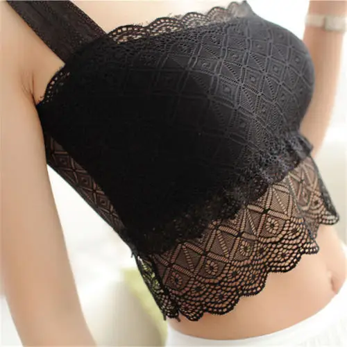 Sexy Women Lace Floral Stretch Strapless Bandeau Bra Boob Tube Crop Top Vest |