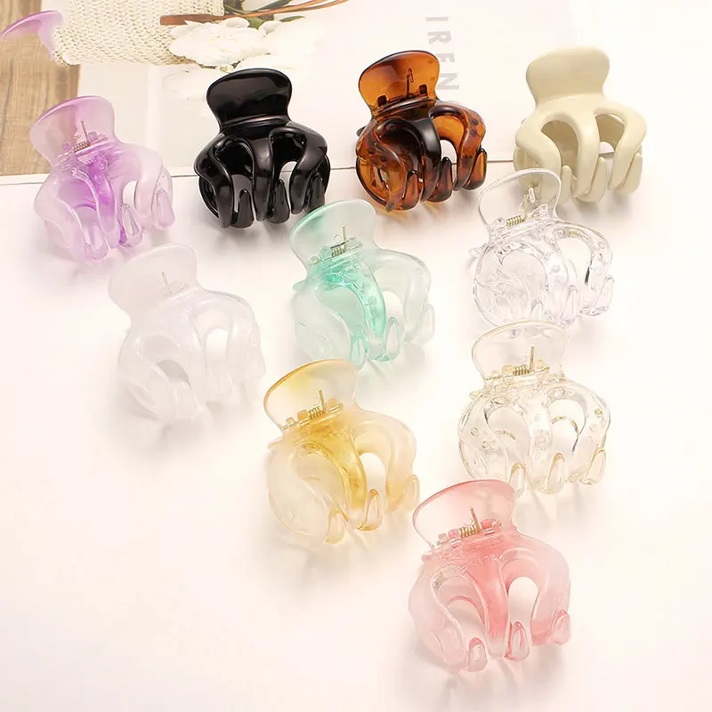 

Transparent Gradient Color Horsetail Hairpin Plastic Resin Hair Crab Clip Irregular And Elegant Hollow DIY Styling Headdress