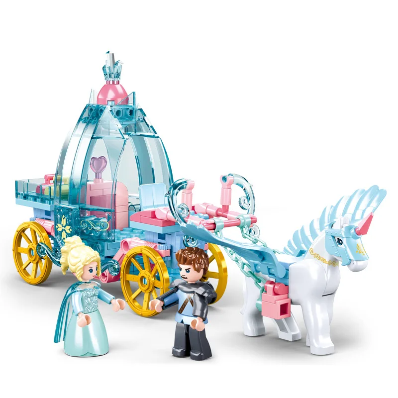 

191Pcs SLuban 0896 Winter Romance Princess Ice and Snow Carriage Assembly Model Girl Assembly Building Blocks Toy Gifts