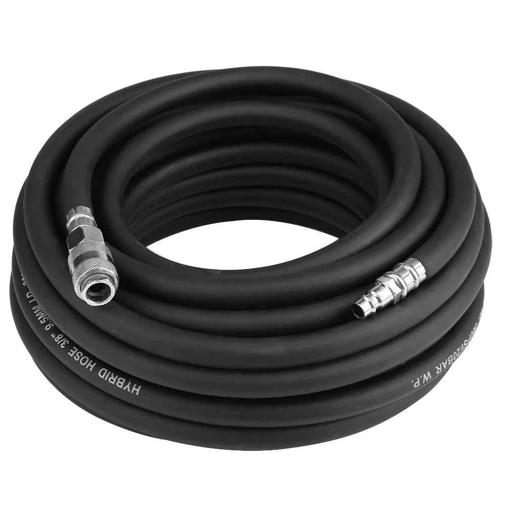 

15M Flexible Rubber Air compressor Air Hose with 5 Piece Compressor Accessory Kit Pneumatic Air Hose