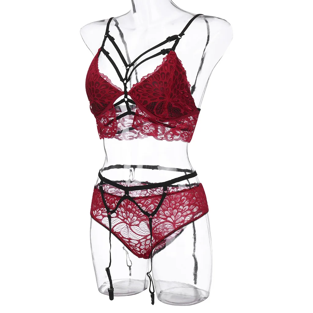 Женское сексуальное нижнее белье комплект из 3 предметов женский прозрачный с