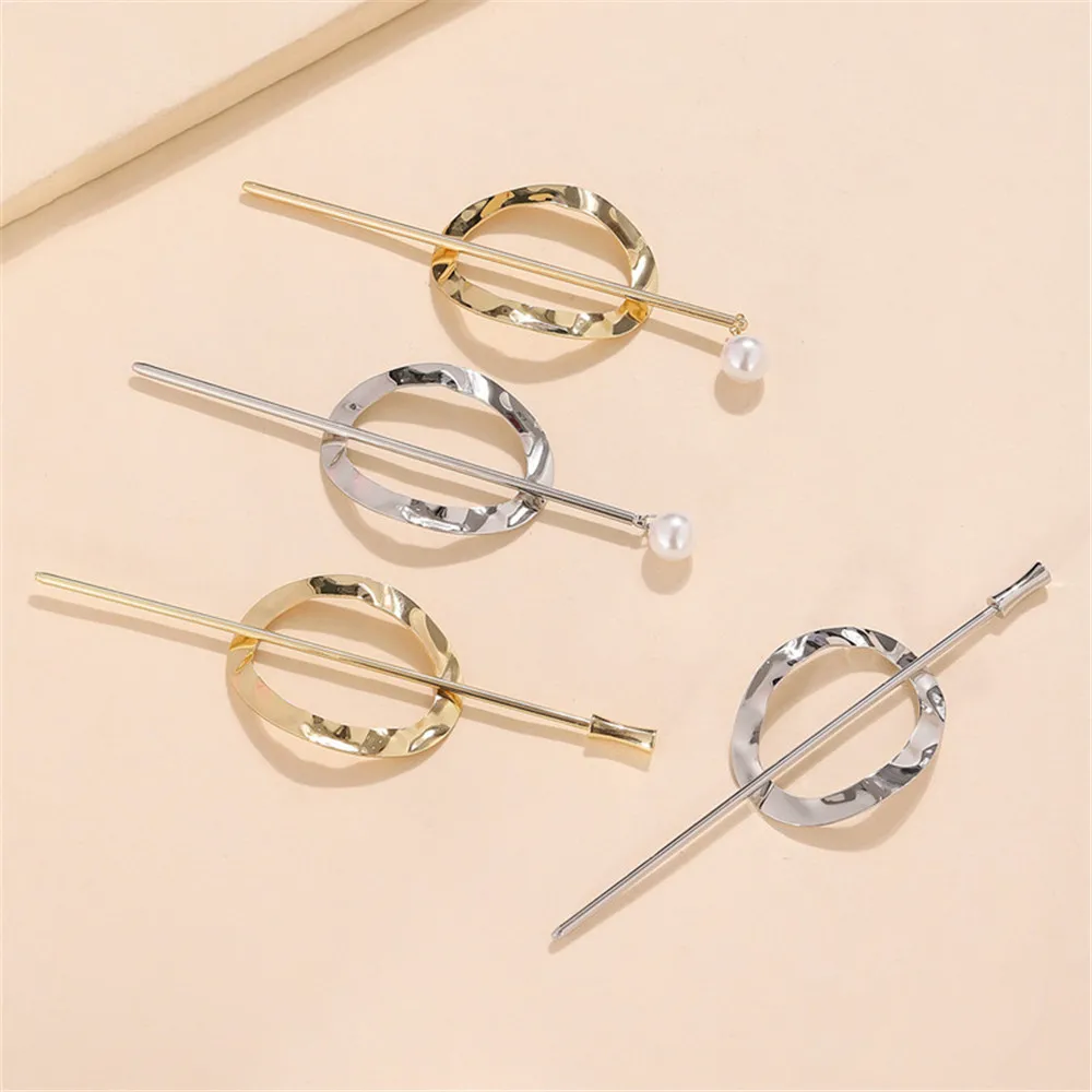 Metal Geometric Round Square Hollow Removable Top Clip Hair Sticks Headwear Accessories For Women