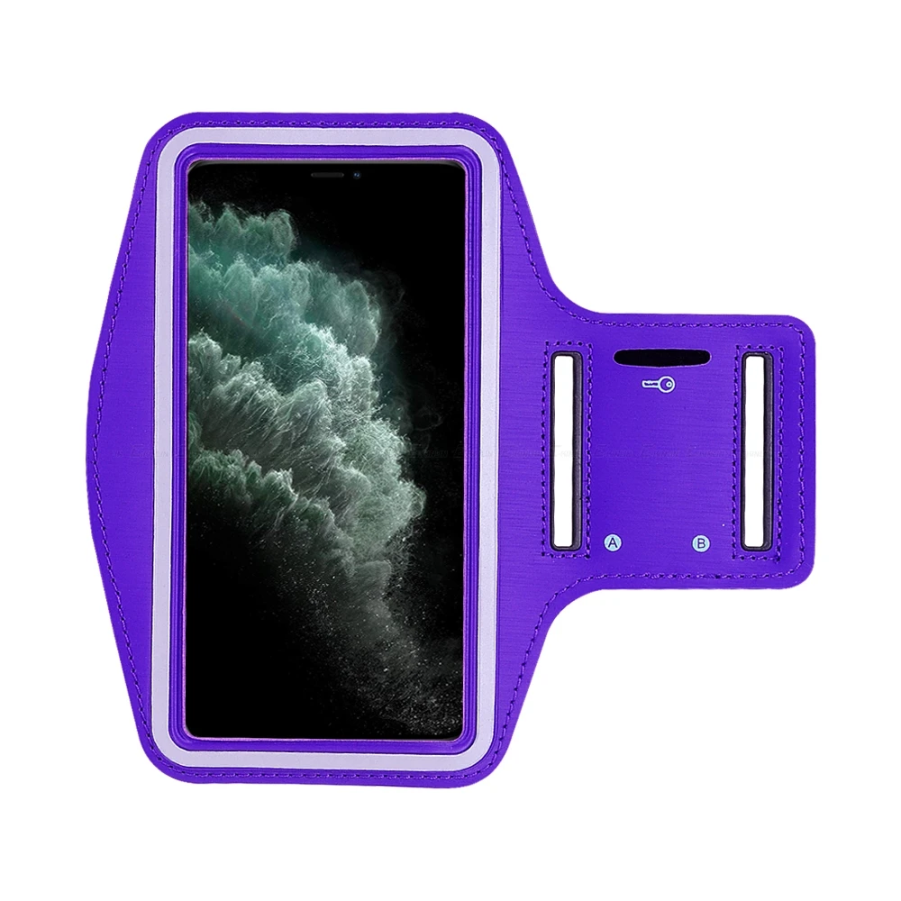 Водонепроницаемый спортивный чехол для бега на руку для iPhone X, XR, XS, 11 Pro Max, 8, 7, 6, 6S Plus, SE, 5, 5S, 4, Чехол-держатель для спортзала - Цвет: Фиолетовый