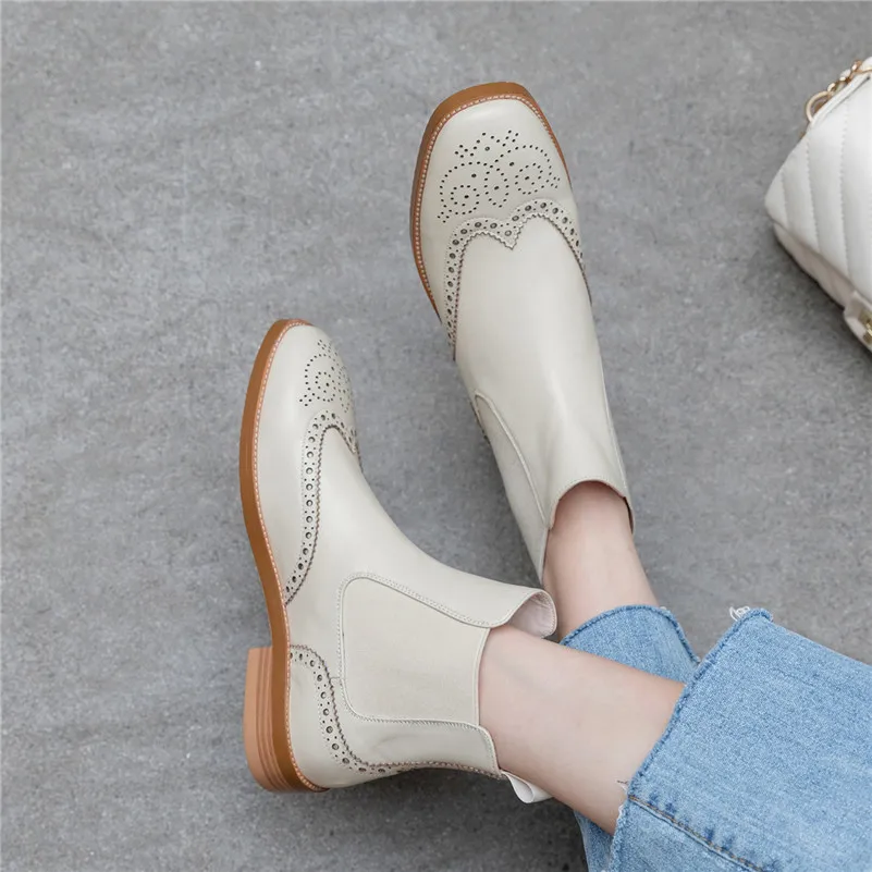 Женские ботинки Челси FEDONAS повседневные из натуральной кожи с квадратным носком