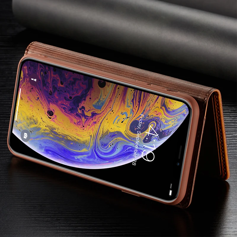 Бизнес роскошный кожаный + Мягкий ТПУ чехол для iPhone XS Max XR X Магнитный флип