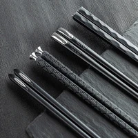 5 pairslot alloy wooden engraving chopsticks squared edge non slip reusable sushi sticks hashi handmade gift pack
