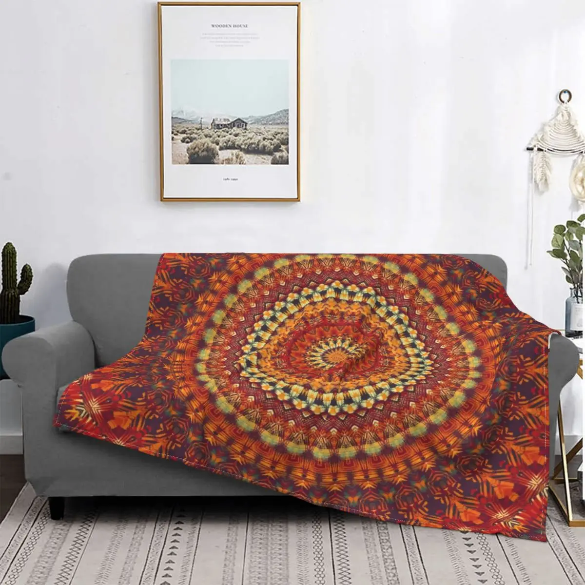 

Mandala Blanket Fleece Spring/Autumn Tribal Gypsy Hippie Breathable Lightweight Throw Blanket for Home Bedroom Bedspread