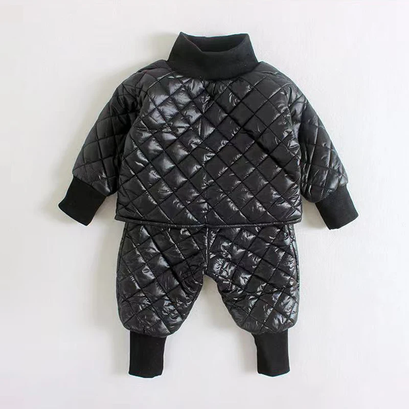

Autumn Winter Girls 2 Pcs Set Baby Pullover + Pants Kids Tracksuits Children Outwear Cotton Padded Velvet Warm 1 To 6 Yrs