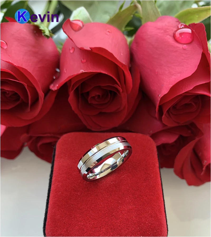 Обручальное кольцо из карбида вольфрама для мужчин и женщин обручальное с пазом
