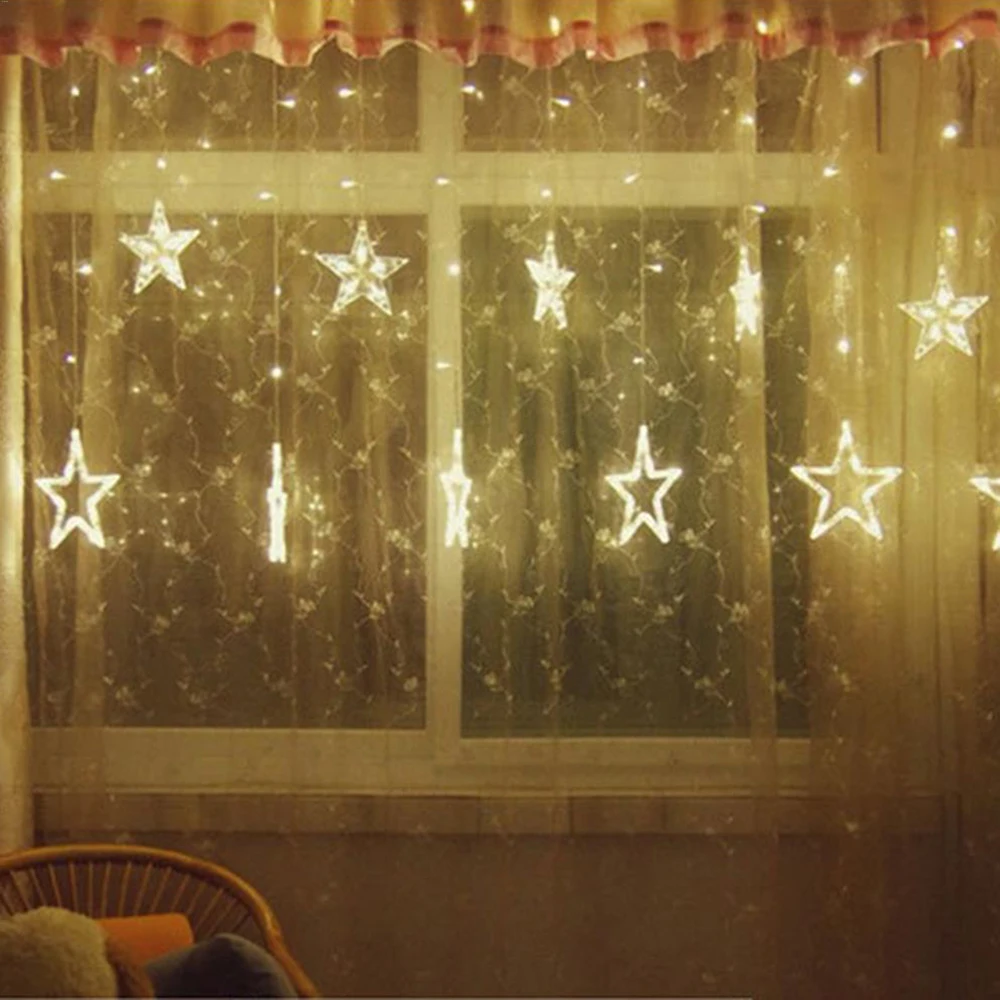 

LED String Lights Pentagram Star Curtain Light Fairy Wedding Birthday Christmas Lighting Indoor Decoration Light 220V NEW