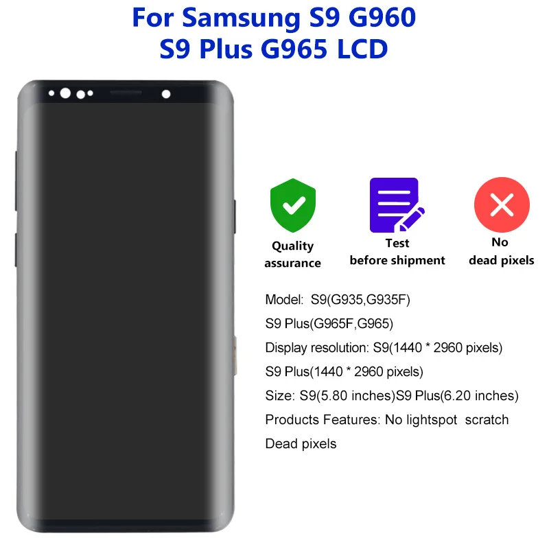 Pantalla LCD Super Amoled para Samsung Galaxy S9, digitalizador t&aacute;ctil G960F, piezas de repuesto-3