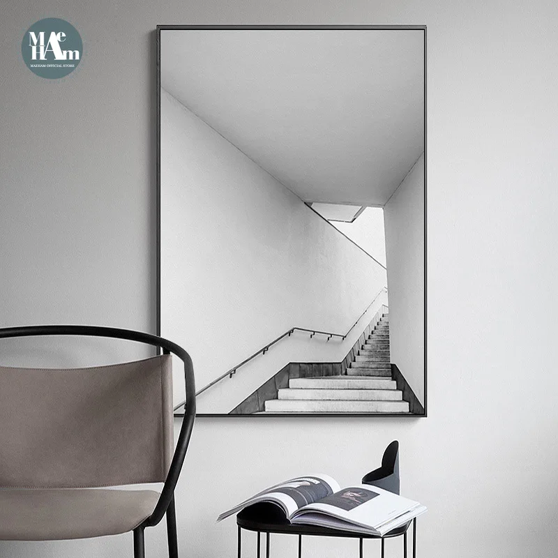 Скандинавские черно белые строительные лестницы настенная живопись на холсте печать постеров Картина