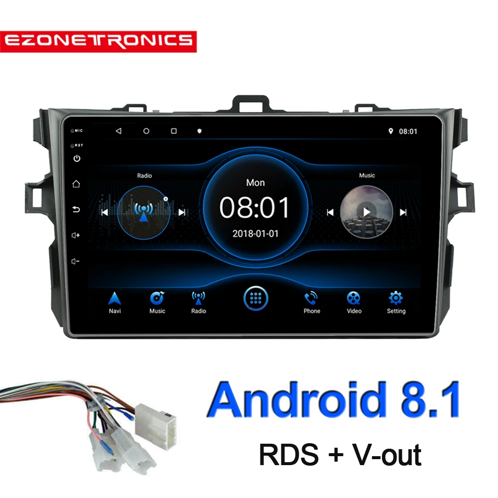 Мультимедийный видеопроигрыватель Mirror Link 9 дюймов Android 8 1 Wi Fi стерео GPS RDS OBD2 для