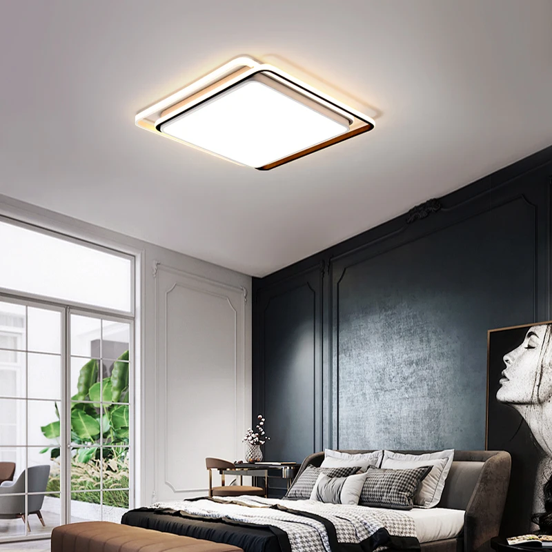 

Simple modern creative personality square LED ceiling lamp Nordic bedroom study dining room lamp