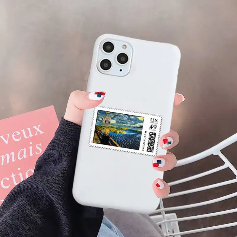 

Art stamp fashion pattern capa cover Phone Case Candy Color for iPhone 6 7 8 11 12 s mini pro X XS XR MAX Plus