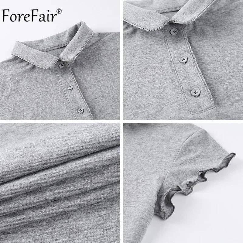 

Forefair V Neck Summer Dress 2020 Button Women Short Sleeve Gray Bodycon Ruffles Club Bodycon Mini Sexy Dresses Party