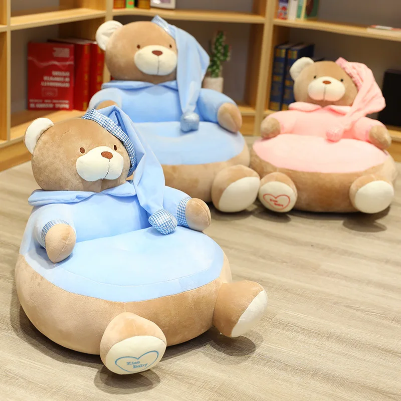 

55-65cm cute sleeping bear plush doll sofa soft padded completely undeformed panda toy baby birthday gift cartoon seat sofa back