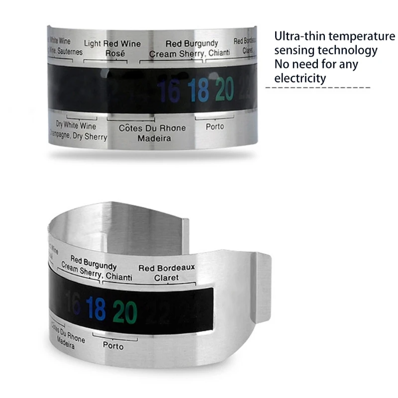 

Creative Stainless Steel Wine Collar Thermometer Bracelet Bottle Beer Temperature Sensor Clip for Bar Home Beverage Brewing new