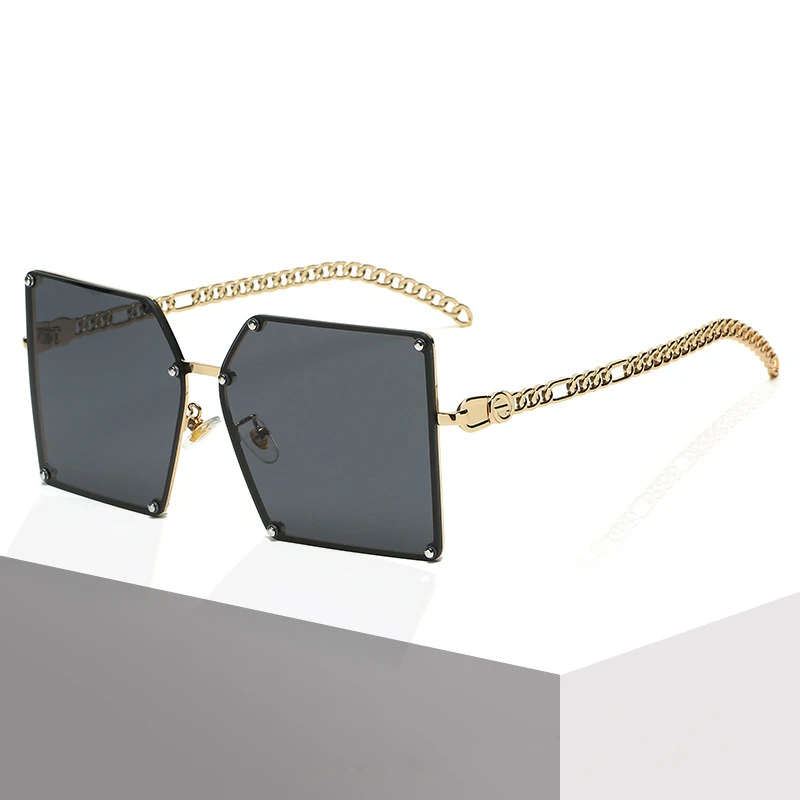 

Новинка 2021, модные солнцезащитные очки большого размера с градиентом для женщин, винтажные Квадратные Солнцезащитные очки из сплава с закл...