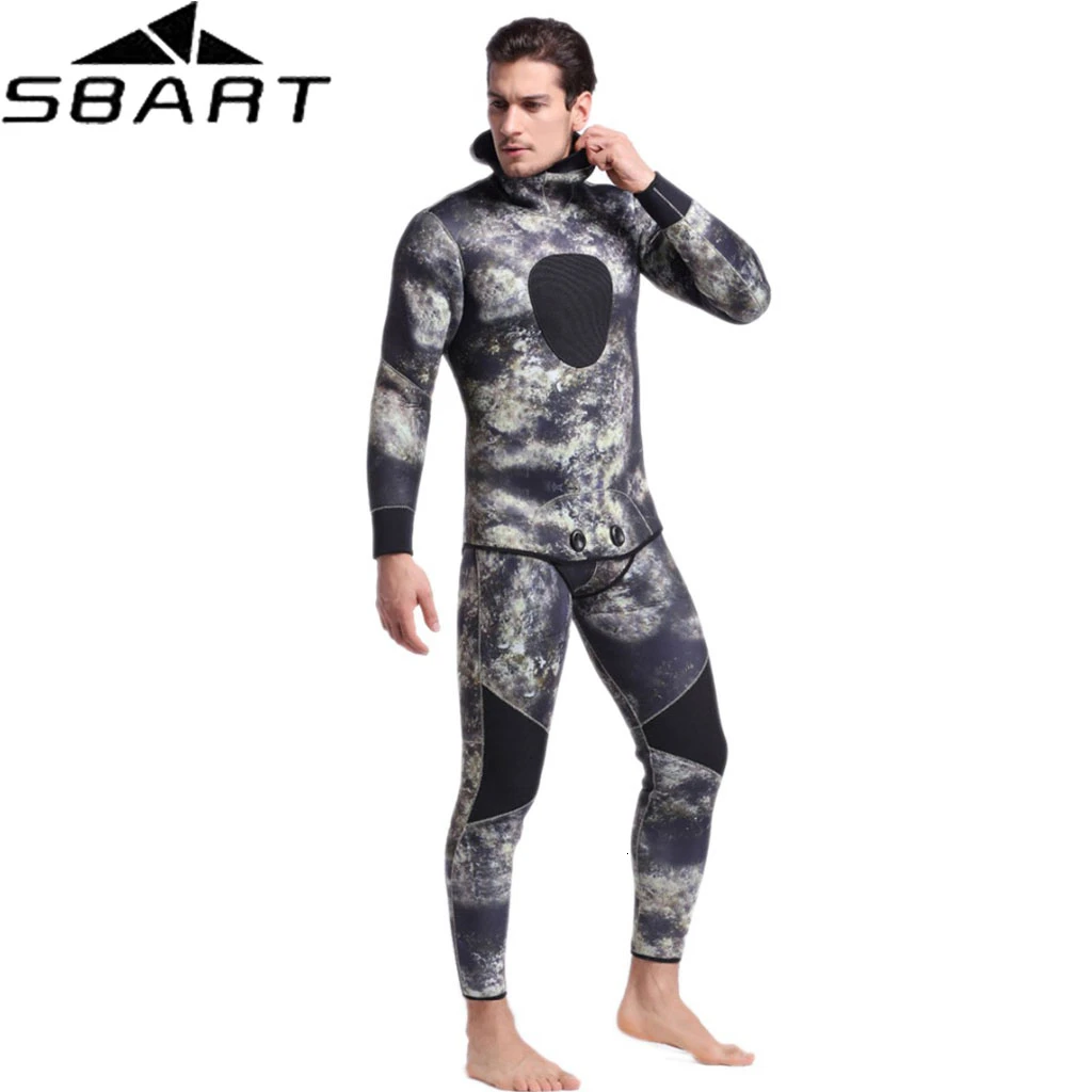 Камуфляжный неопреновый гидрокостюм SBART 3 мм для дайвинга полный комплект мужчин