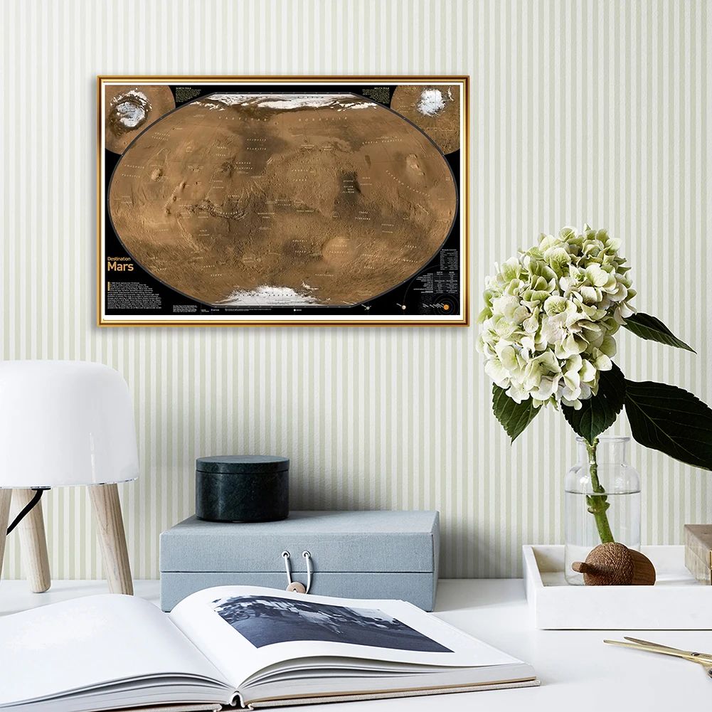 59*42 cm The Mars Ground Map Satellite Shot With Equivalents Canvas Painting School Supplies Living Room Home Decoration