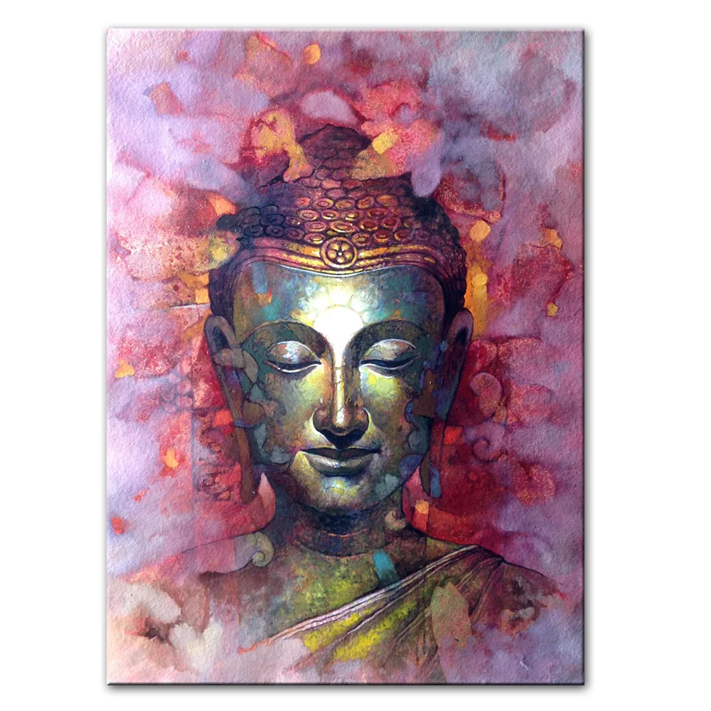 

Colorful abstract buddha statues on the wall canvas art posters and prints Buddhist art pictures home wall decoration