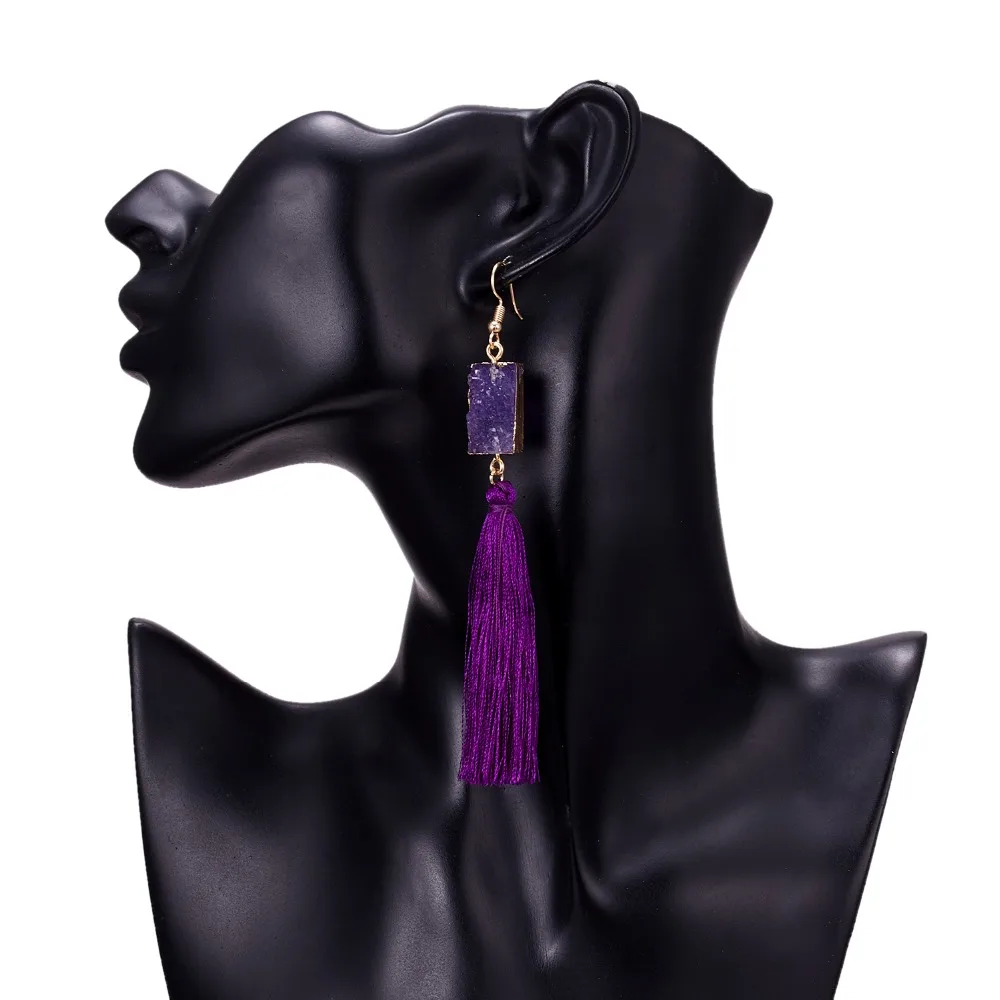 Belleper New Design Tassel Earring Sets Women Geometric Bohemian Gold Flower Long Tassel Earring Set Fashion Wedding Jewelry