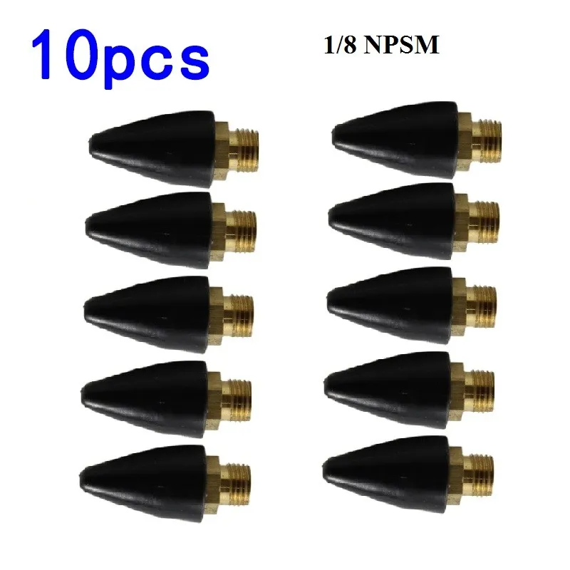 

10 Pcs Rubber Brass Safety Tip Nozzle For Air Blow Tools 1/8 Inch NPSM Male Connector Supplies Set