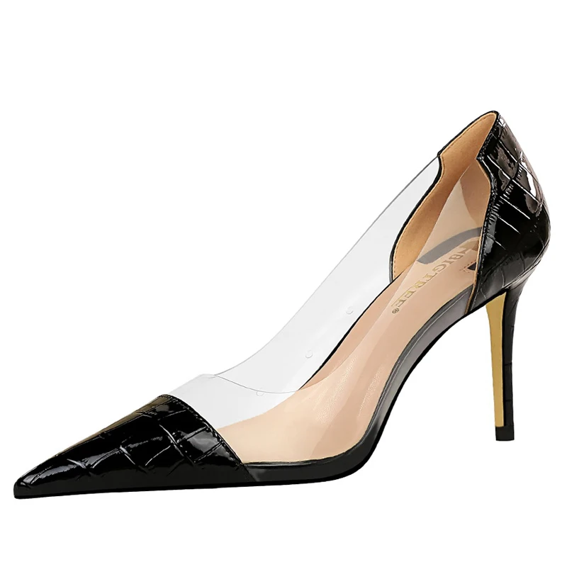 BIGTREE Shoes Clear Heels Woman Pumps Fashoin Women Shoes Metal Transparent High Heels Women Stiletto Sexy Party Shoes Female